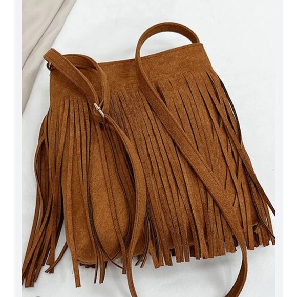 1000% Cute Handbags - Boho Sueded Crossbody With Fringe New